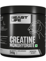 BEASTLIFE Super Micronized Creatine Monohydrate – 249g Unflavoured Powder | 83 Servings | NABL Lab Tested | Premium Sports Nutrition for Strength & Performance 