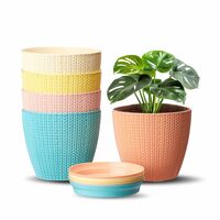  Solimo Indoor and Outdoor Round 5 Inch/12.9cm Flower Planter Pot Best for Terrace/Balcony/Home/Office Décor - Set of 5