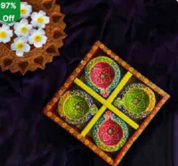 Minutes: Kreyam's Earthenware (Pack of 4) Table Diya 2 inch - (Location Specific)