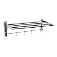 BonKaso Stainless Steel Rectangular 180° Degree Folding Towel Holder, Pack of 1, Chrome, 24 Inches
