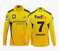 Chennai Thala Dhoni Yellow Full Sleeve Csk Cricket Jersey 2025 for (Kids,Boys,Men)