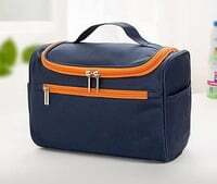 BigPlayer Nylon Compact Blue Cosmetic Bag - Zippered Makeup Organizer & Toiletry Pouch for Travel