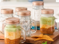 GOODHOMES Set Of 6 Transparent Mason Jars With Copper Lid