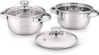 Classic Essentials Stainless Steel Marvel Casserole with Glass Lid Pack of 2 Cook and Serve Casserole Set  (1050 ml)