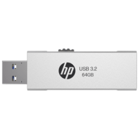 HP 818w 64GB USB (3.2) Pen Drive (Integrated Key Ring Loop, Silver)
