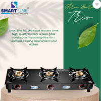 SMART LINE 3 Burner Trio, LPG Stove, Black Color, ISI Marked, 1 Year Warranty Iron Manual Gas Stove (3 Burners)