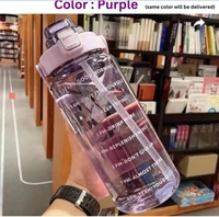 DFit 2 Liter Transparent Motivational leakproof BPA Free marker gym water bottle 2000 ml Bottle (Min Qty 3) Purple 🟣