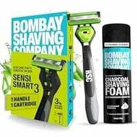  Bombay Shaving Company Sensi Smart 3 Razor and Charcoal Shaving Foam Combo | 3 Blades Shaving Razor For Men | Charcoal Shaving Foam, 50g 