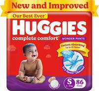 Huggies Complete Comfort Wonder Pants, India's Fastest Absorbing Diaper | - S  (86 Pieces)