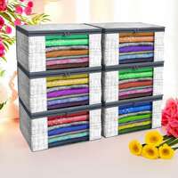 Kuber Industries (Pack of 6) Saree Covers | Foldable Storage Bag for Almirah & Wardrobe