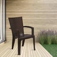 Nilkamal Plastic Chair for Living room with Arm |Set of 2 | 3 Year Warranty | For Home, Living Room, Outdoor | Weather Brown Colour | CHR2225