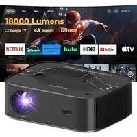 Apply 2000 coupon - Wzatco Alpha 2 Max (Dark Edition) Ultra Bright 18000 Lumens, Native 1080P Fully Automatic 4K HDR, (Intelligent OA + Screen Fit), Dolby, HDMI ARC, Android 9, BT 5.1, WiFi 6, Black