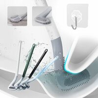 Zureni Golf Shape Silicone Toilet Brush with Self-Adhesive Wall Hook Holder Anti-drip Non-Slip Long Handle Quick & Easy Cleaning Bathroom Cleaner Set for Western & Indian Toilets (Pack of 1)