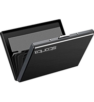 Storite 6 Slots RFID Protected Metal Credit Card Holder Wallet for Men & Women(Shiny Black,9.5 x 6.5 x 1.3 cm)