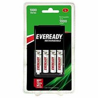 Eveready AA Rechargeable Battery & Charger| 1000 Series | Combo Pack with 4 Batteries & Charger(location specific)