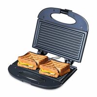 Bajaj New SWX 400 2-Slice Sandwich Grill Toaster | Non-Stick Coating Plates | Buckle Clip Handle | 2 Years Warranty Black