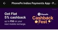 Get Flat 5% cashback up to ₹50 on your Mobile recharge
