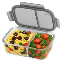 Homepuff 965ml Borosilicate Glass Lunch Box with 2 Compartments At Just Rs.599