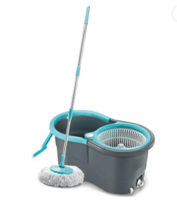 3D METRO SUPER STORE Gamma with 360° Spinner 2 Microfiber heads & Twin Bucket Mop Set  (Grey, Blue)