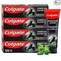 Colgate Charcoal Clean Black Gel Toothpaste, Pack of 480g (120g X 4) Deep Clean Toothpaste With Bamboo Charcoal & Wintergreen Mint For Plaque Removal & Tingling Fresh Mouth Experience