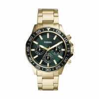 Apply 5% coupon - Fossil Men Stainless Steel Bannon Analog Green Dial Watch-Bq2493, Band Color-Gold