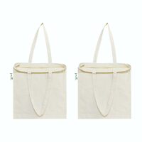 Apply 5% coupon - Vantagekart Natural Cotton Plain Tote Shopping Bags with Zip Extra Strong 13" Handle, Hold 35 Lbs Heavy Duty, Washable, Eco Friendly Biodegradable Canvas Multipurpose Grocery Bag - Set of 2