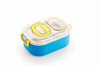 ATTRO Plastic Mighty Lunch Box Comes with 1 Small Container, Stylish Anti Spill Lid & 1 Baby Spoon BPA Free, Food Grade Perfect for School & Outdoor-900ml+100ml Light Blue