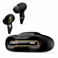 GOBOULT UFO Truly Wireless in Ear Earbuds with 48H Playtime, Built-in App Support, 45ms Low Latency Gaming, 4 Mics ENC, Breathing LEDs, 13mm Bass Drivers Ear Buds TWS, Made in India (Black Gloss)