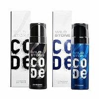  WILD STONE CODE Chrome And Titanium Long Lasting No Gas Body Perfume Spray For Men, Pack Of 2 (150Ml Each) 