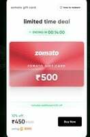 Zomato Gift Card Vouchers at 10% Discount on Cred