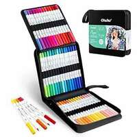 Apply 5% coupon - Ohuhu Markers Paper-friendly Water-based Coloring Markers 60 Colors Dual Brush Fine Tips Markers for Adult Coloring Books No Bleeding Art Markers for Kids Adults Beginner Calligraphy Sketch Journal