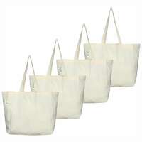 Apply 20% coupon - VantageKart Natural Cotton Plain Tote Shopping Bags with Cross Stitching | Heavy Duty, Washable, Eco Friendly Biodegradable Canvas Multipurpose Grocery Tote Bag - Set of 4
