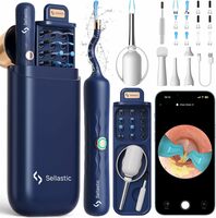 Apply 5% coupon - SELLASTIC Ear Cleaner Tool Kit, Reusable Ear Wax Removal Tweezers Cleaning with Flexible 1080p Camera Wireless with WiFi, Portable Safe Ear Cleaning Kit for Adults & Kids, Sensitive Skin Friendly - 6 