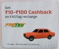 ABCD: Get flat ₹10-100 cashback on minimum ₹500 fastag Recharge ( All users)