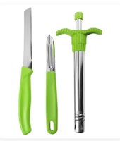 Everest Green Stainless Steel Lighter, Peeler & Knife Set (3 pcs) 