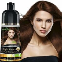 Herbishh Hair Colour Shampoo (Light Brown, 500Ml) - Paraben Free, Ammonia Free Hair Color For Women & Men | Permanent Hair Dye Shampoo with 100% Grey Coverage Up To 8 Weeks