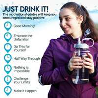 Ecosmos 2L Capacity Belt Straw Transparent Motivational Water Bottle for Office, School, College & Gym Time Marker Leak Proof & Break-Proof BPA-Free Sports Bottle, Random (Assorted),Multicolor