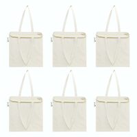 Apply 5% coupon - VantageKart Natural Cotton Plain Tote Shopping Bags with Zip | Extra Strong 13" Handle | Hold 35 lbs | Heavy Duty, Washable, Eco Friendly Biodegradable Canvas Multipurpose Grocery Bag - Set of 6