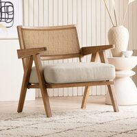 Apply 1000 coupon - Kingsman Furnitures ABEL Rattan Accent Arm Chair for Home | Bedroom, Living, Dining & Drawing Room | Ultra Soft and Comfortable for Stress Free Bronx Wood Effect