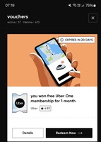 Free 1 month Uber One on CC bill Pay (Cred)  
