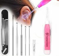 JustLatest Ear Wax Cleaner 6Pcs + LED Ear Cleaner, Ear Cleaning Tool, Ear Wax Remover Tool Kit, Ear Buds, Ear Cleaner Tool, Ear Wax Removal