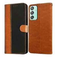 Amazon Basics - Flip Leather Mobile Cover (Soft & Flexible Back case) for Samsung Galaxy M15 5G / F15 5G (CamelBlack)