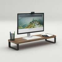 flux Monitor Stand Wooden | Monitor Stand Riser size- (59.5 cm x 20cm x 12cm) Shelf (Walnut brown)