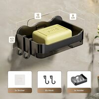 Soap Holder for Bathroom | Self Adhesive, No-Drill Holder with Drip Tray