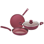 (Lowest Ever) Bergner Sherry Non-Stick Cookware Set, 4Pc, Induction Base, Red