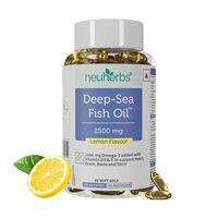 Apply 7% coupon -Neuherbs Deep Sea Omega 3 Fish Oil - Omega 3 Supplement Triple Strength 2500 Mg (Essential Fatty Acid Combination of 1486 mg 892 mg EPA 594 mg DHA/serving), Lemon Flavour- 60 Softgel for Men & women