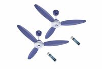 Apply 250 coupon - ACTIVA Gracia 1200mm Ceiling Fan, 3 Wider Blade, BLDC 28 Watt Motor Fan with LED Light, Energy Saving, Full Remote Control, Reversible Mode and Timer, 5 Years Warranty - Pack of 2 - Silver Blue