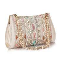 Apply 5% coupon - PLANX Velvet SilK Stylish Embroidery Unique Design Trendy Traditional Wedding Party Handheld Potli For Women