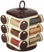 Amazon Brand - Solimo Revolving Spice Rack Set (12 pieces, Dark Brown)(Plastic)