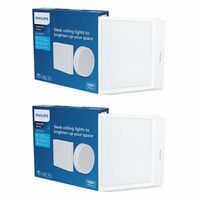 PHILIPS 18 Watt Square Slim Surface Ceiling Light | LED Downlighter for Both Normal & False Ceiling | Colour : Warm White, Pack of 2